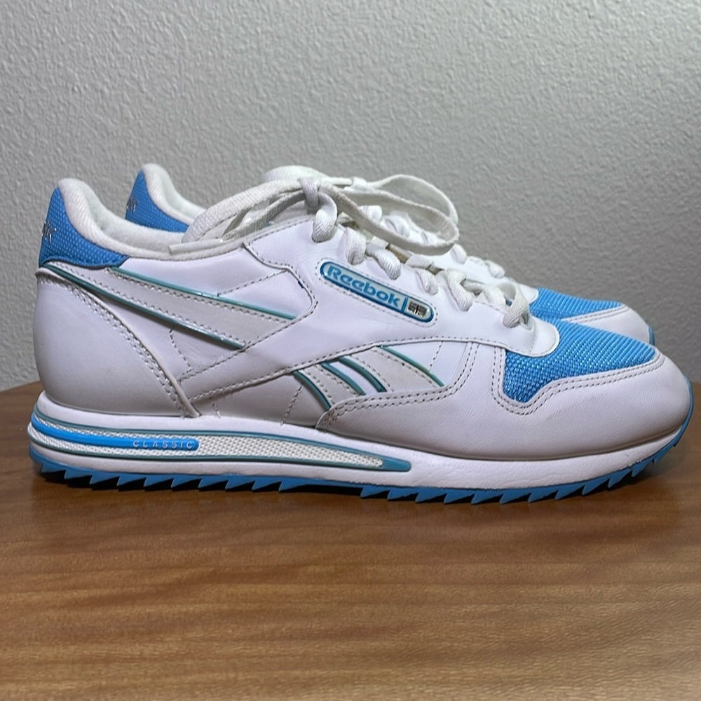 Women's Reebok Classic Running Shoes Sneakers White Blue RB 503 Size 8.5 - Picture 8 of 16